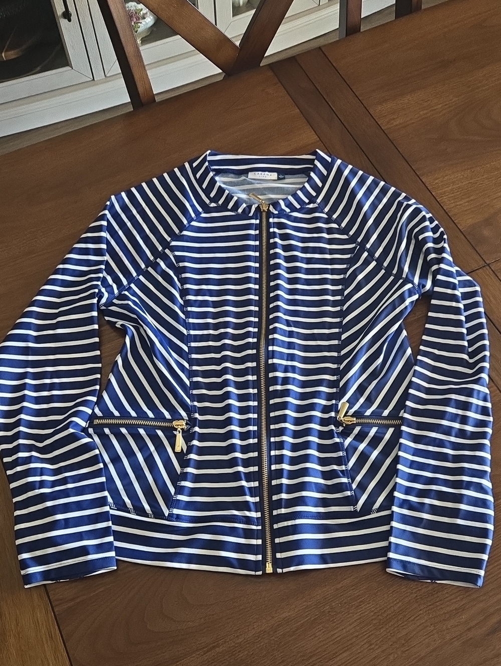 Striped Navy & White Zip-Front Jacket - Women